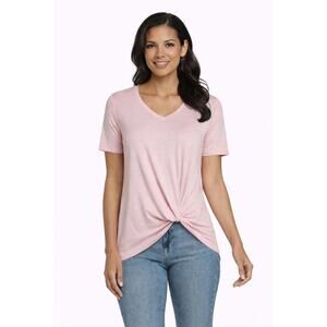 Matty M Twist Front Tee Women M Pink NWT Soft Summer Top